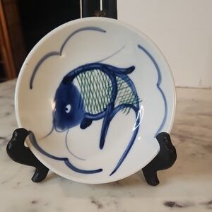Vintage |  Blue & Green Koi Bowl 6"